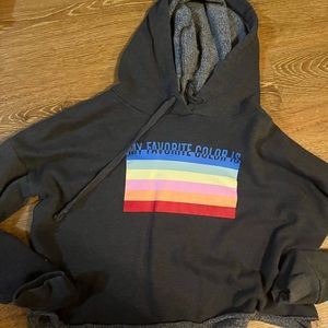 Aeropostal My favorite color is rainbow cropped hoodie women